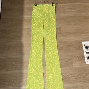 Zara Yellow Patterned Straight Leg Pants